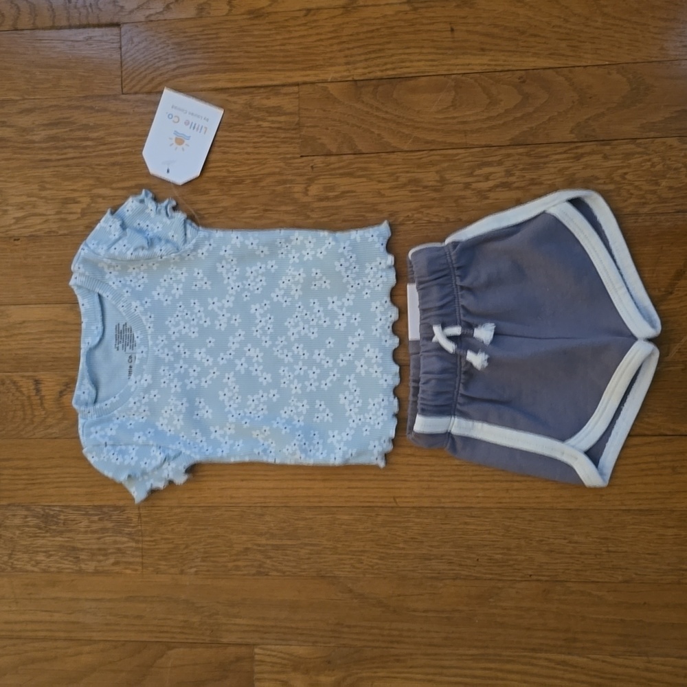 LITTLE CO. BY LAUREN CONRAD BRAND NEWBORN BABY GIRL SHORTS AND RIBBED TEE